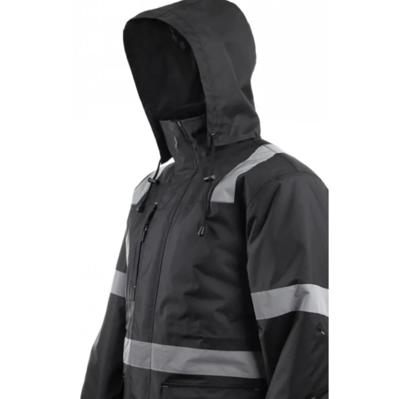 Parka - SECURITE - 300D Oxford enduit PU 100% PES + Matelassage 160g/m2 + Bandes réflectives - Noir - COVERGUARD | 5SEC010