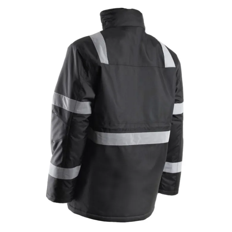 Parka - SECURITE - 300D Oxford enduit PU 100% PES + Matelassage 160g/m2 + Bandes réflectives - Noir - COVERGUARD | 5SEC010