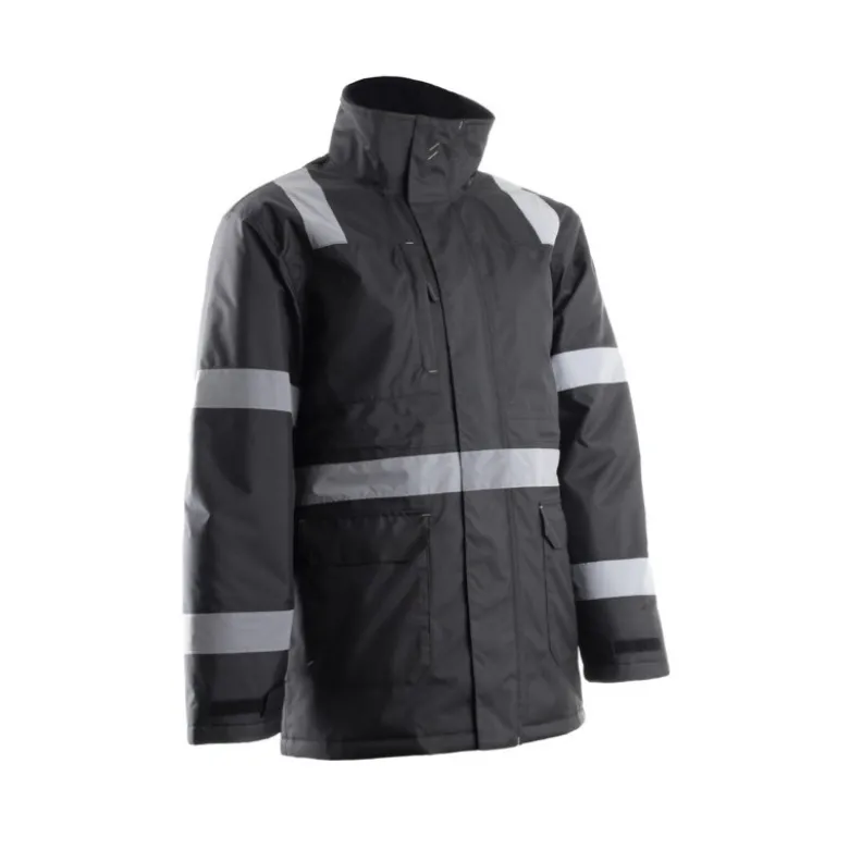 Parka - SECURITE - 300D Oxford enduit PU 100% PES + Matelassage 160g/m2 + Bandes réflectives - Noir - COVERGUARD | 5SEC010