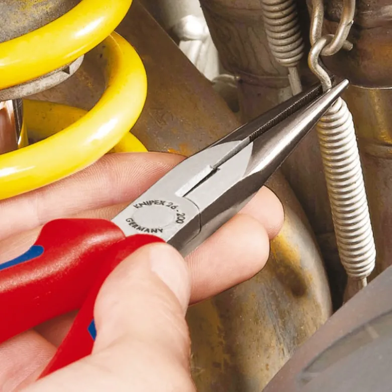 Pince à becs demi-ronds 200mm avec tranchant - Gainage bi-matière - Chromée - KNIPEX | 26 15 200