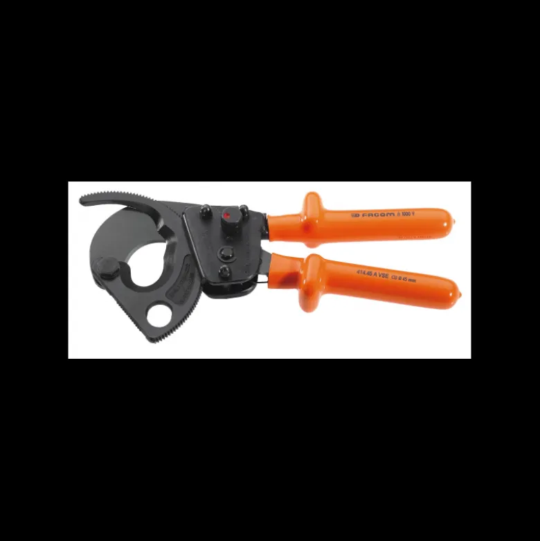 Pince coupante 45mm coupe câble à cliquet Facom isolés 1000 Volts série 414.AVSE - FACOM FRANCE | 414.52AVSE