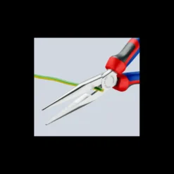 Pince demi-ronde avec tranchant avec gaines bi-matière noire atramentisée 200 mm KNIPEX | 26 12 200