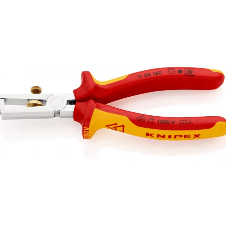Pince à dénuder isolées 1000V, certifiées VDE chromée 160 mm KNIPEX | 11 06 160
