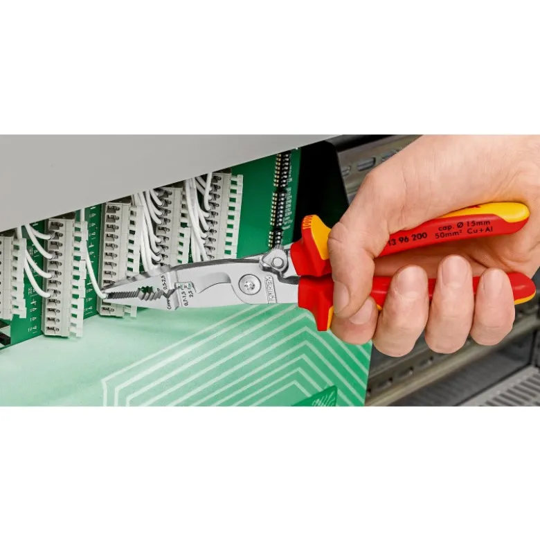 Pince multifonctions 6 en 1 - 200mm - Bi-matière - Chromée 1000V - Ressort - KNIPEX | 13 96 200
