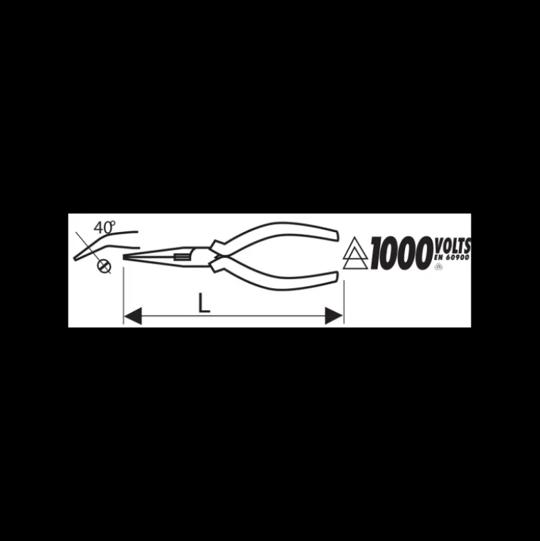 Pinces à becs 1/2 ronds coudés à 40 ° - isolées 1000 V - VDE Expert | E050411