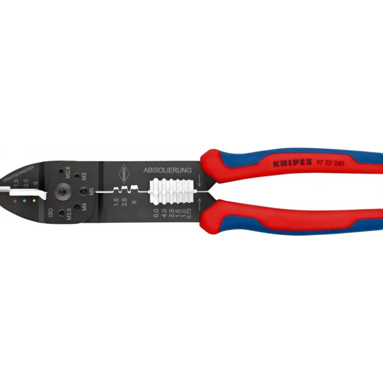 Pince à sertir avec gaines bi-matière noire laquée 240 mm KNIPEX | 97 22 240
