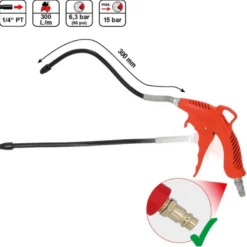 Pistolet de soufflage d’air comprimé avec buse flexible - KSTools | 515.1914