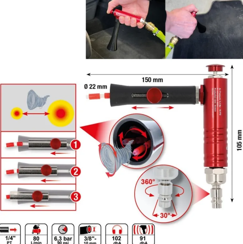 Pistolet de soufflage d’air comprimé avec buse réglable - KSTools | 515.5575