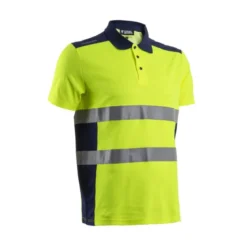 Polo manches courtes - OKI - 55% CO/45% PES UPF 35+ 150g/m2 - Jaune HV/Marine - COVERGUARD | 5OKI160