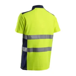 Polo manches courtes - OKI - 55% CO/45% PES UPF 35+ 150g/m2 - Jaune HV/Marine - COVERGUARD | 5OKI160