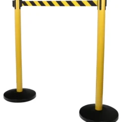 Poteau à sangle de délimitation, sangle noire-jaune - KSTools | 117.1555