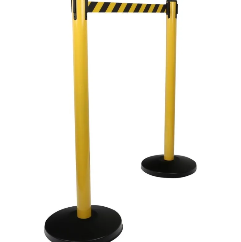 Poteau à sangle de délimitation, sangle noire-jaune - KSTools | 117.1555