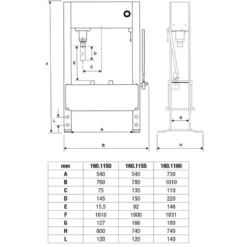 Presse hydraulique d’atelier Performance , 50 t - KSTools | 160.1160
