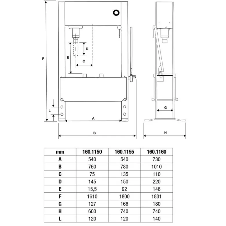 Presse hydraulique d’atelier Performance , 50 t - KSTools | 160.1160