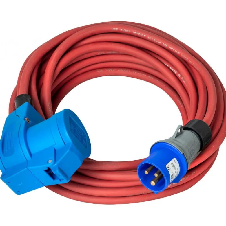 Rallonge électrique SOLUTIONS OUTDOOR IP44 15m H07RN-F 3G1,5 rouge, double prise - Brennenstuhl | 1133011