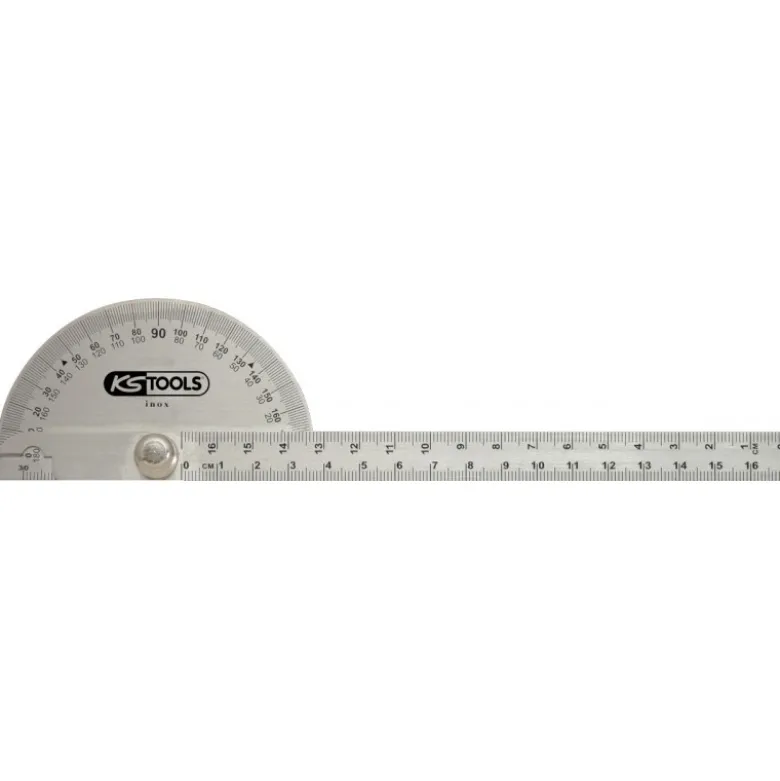 Rapporteur d'angle INOX KS - Serrage central - secteur 90mm, règle 220mm - - KS Tools | 300.0700