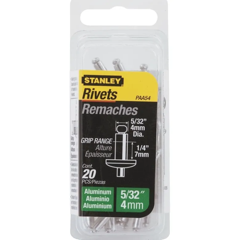 RIVET ALUMINIUM 4MM X 12,7 - BOITE DE 15 PIÈCES STANLEY 1-PAA58T