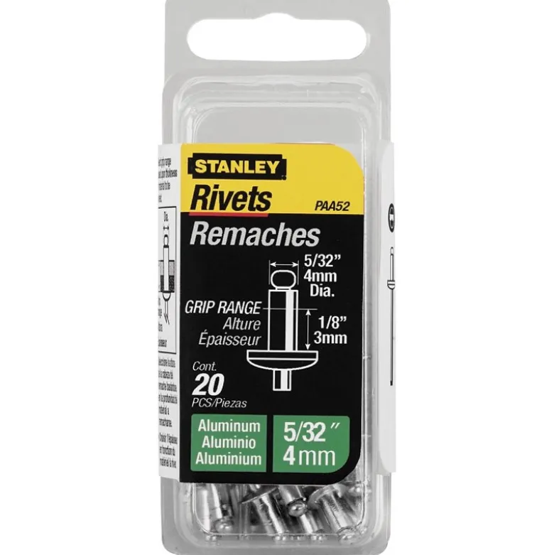 RIVET ALUMINIUM 4MM X 3 - BOITE DE 20 PIÈCES STANLEY 1-PAA52T