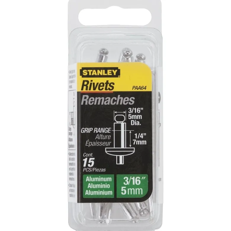 RIVET ALUMINIUM 5MM X 9,5 - BOITE DE 15 PIÈCES STANLEY 1-PAA66T