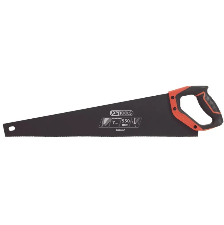 Scie egoine gros travaux 550mm, 3 angles de cope 7TPI, poignée bi-matière KS Tools | 907.2505