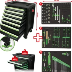 Servante d'atelier COMPETITION avec 7 tiroirs et 119 outils premium - KSTools | 512.3119