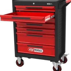 Servante d'atelier ECOline NOIR/ROUGE 7 tiroirs, vide - KSTools | 897.0007