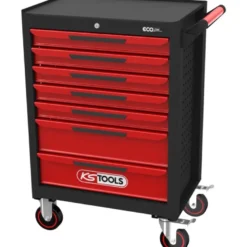 Servante d'atelier ECOline NOIR/ROUGE 7 tiroirs, vide - KSTools | 897.0007