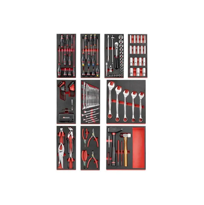 Servante d'atelier FACOM JET 6 tiroirs 4 modules par tiroir rouge + Composition poids lourd - FACOM FRANCE | JET.6M4PLPF