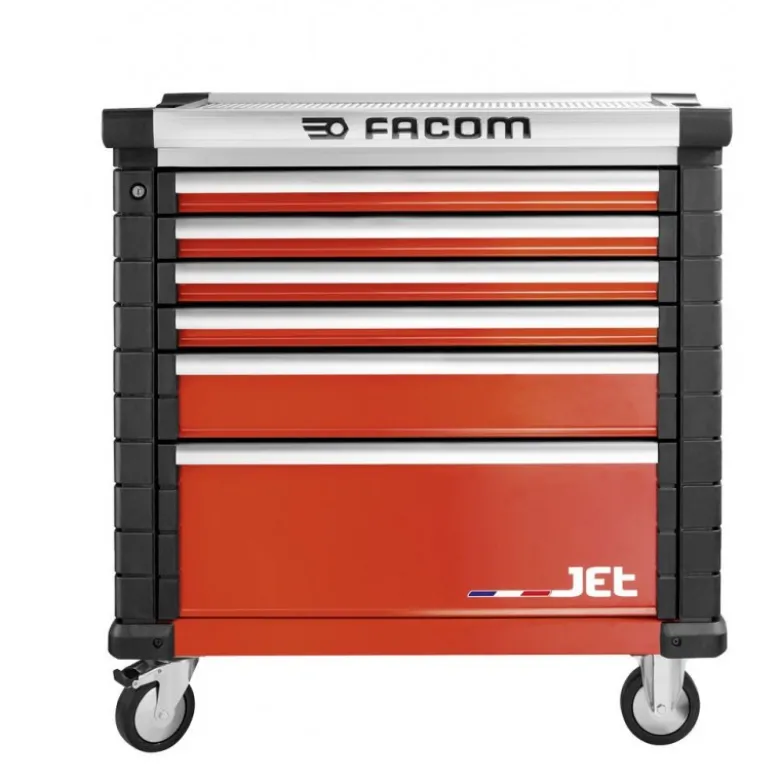 Servante d'atelier FACOM JET 6 tiroirs 4 modules par tiroir rouge + Composition poids lourd - FACOM FRANCE | JET.6M4PLPF