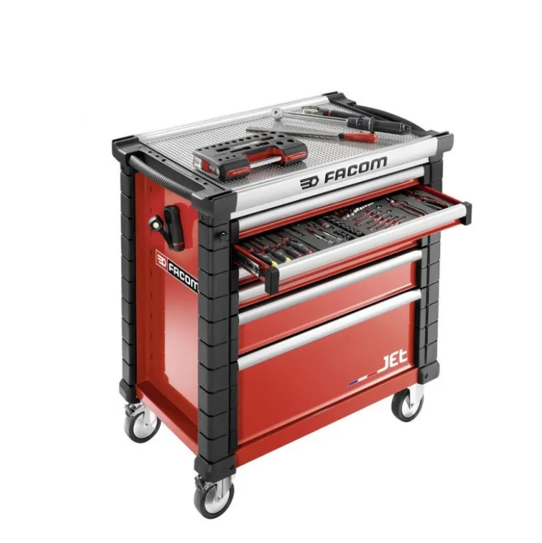 Servante d'atelier FACOM JET 6 tiroirs 4 modules par tiroir rouge + Composition poids lourd - FACOM FRANCE | JET.6M4PLPF