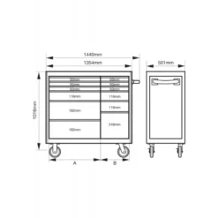 Servante d'atelier XXL 53" double, 12 tiroirs - Bahco | 1471KXXL12BKTSS
