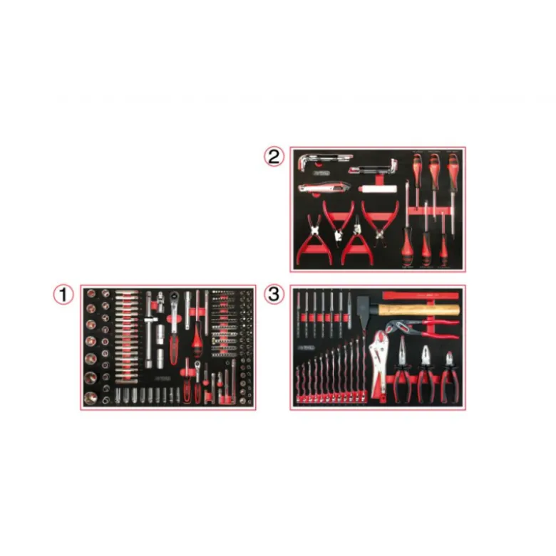 Servante One by One 7 tiroirs avec étagères + composition d'outils générale, 264 pièces| 823.7134F