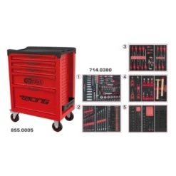 Servante RACING 5 tiroirs équipée de 384 outils - KSTools | 855.5380