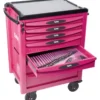 SERVANTE 40 - 7 TIROIRS - MAGENTA - PLATEAU ALUMINIUM - SAM | SERVI-740-FME