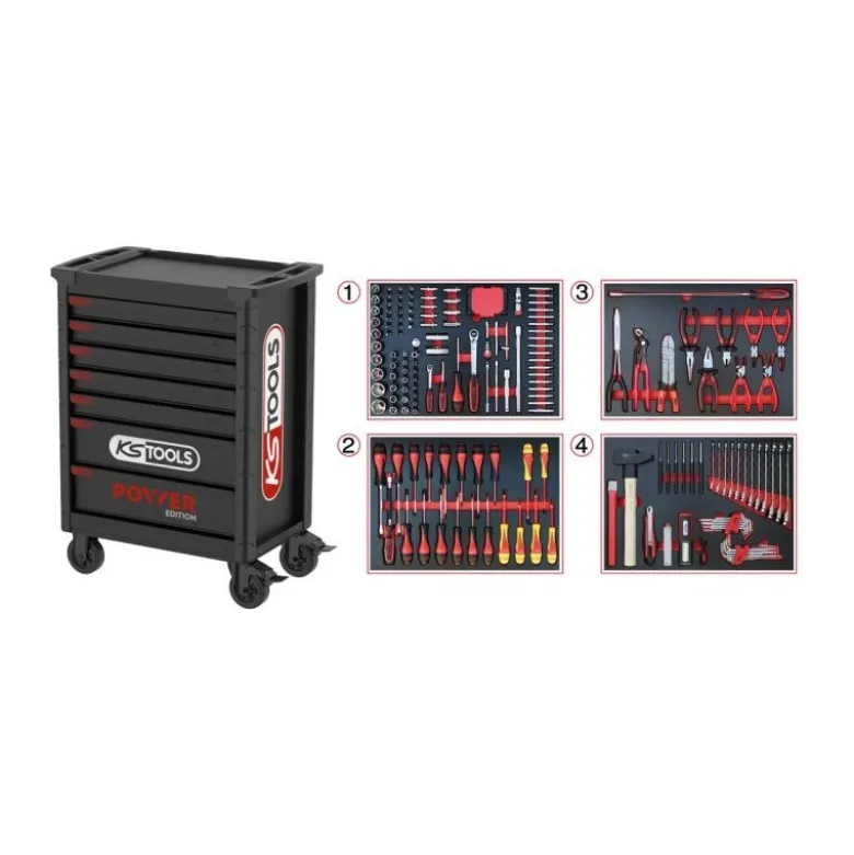 SERVANTE 7 TIROIRS POWER- EDITION LIMITEE 2026 - ÉQUIPÉE DE 208 OUTILS KSTools | 826.7206F
