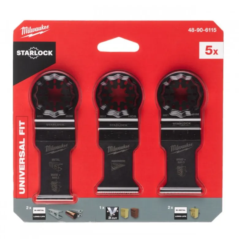 SET LAMES MULTI TOOLS BOIS/METAL 5 PCS Milwaukee | 48906115