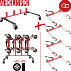 Support de rangement avec 4 chariots de manutention mécaniques Performance, 5 pcs - KSTools | 160.1225