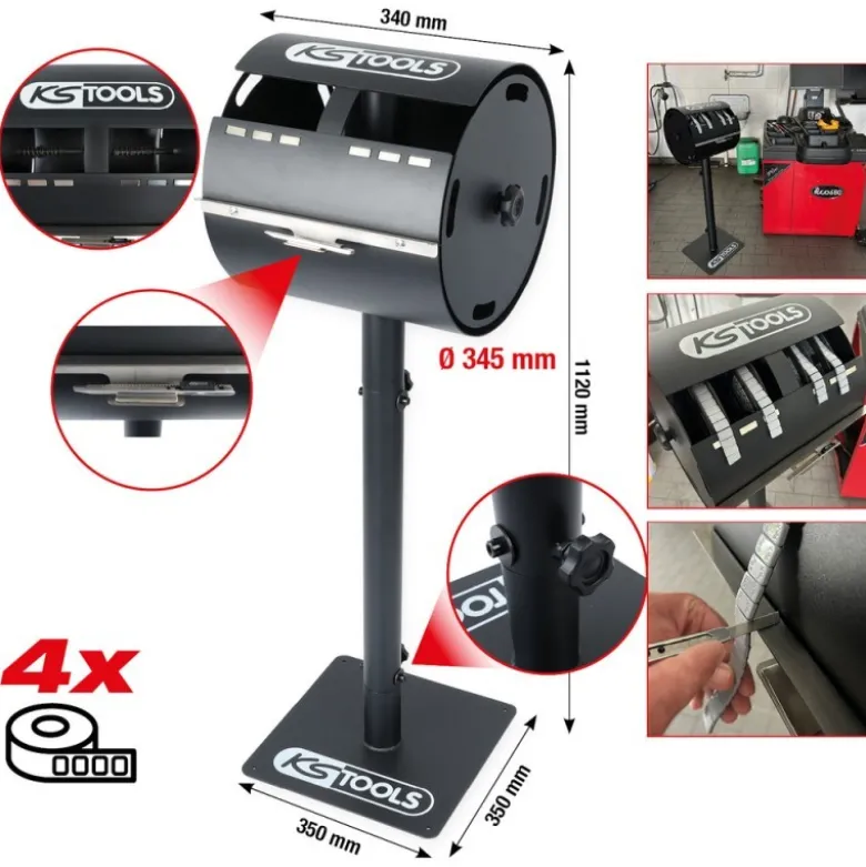 Support pour rouleaux de masses d’équilibrage adhésives avec pied - KSTools | 800.0105