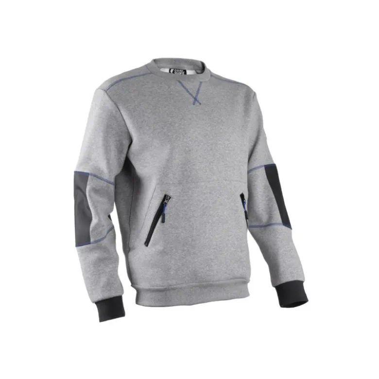 Sweat - HATO - Molleton 70% CO/30% PES 300g/m2 + Empiècements 300D oxford - Gris chiné - COVERGUARD | 5HAT550