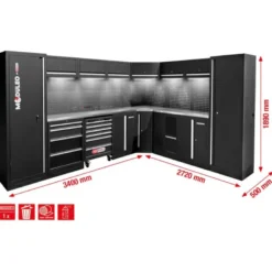 Système d’armoire d’atelier, forme en L, 3400 x 2720 mm, variante 1 - KSTools | 866.6215