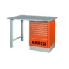 Établi avec plan de travail en acier inoxydable à usage intensif, tiroirs latéraux et 2 pieds - Bahco | 1495K6CBKWB15TS
