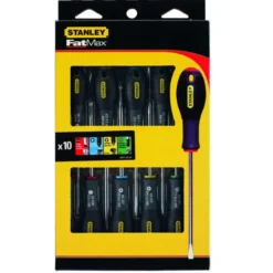 TOURNEVIS ELECTRICIEN + MECANICIEN + PHILLIPS + POZI + TORX - JEU DE 10 PIÈCES STANLEY FATMAX FMHT0-62128