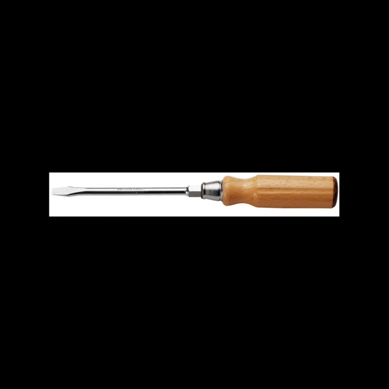 Tournevis manche bois pour vis à fente lame forgée avec 6 pans 4 x 90mm Facom | ATHH.4X90