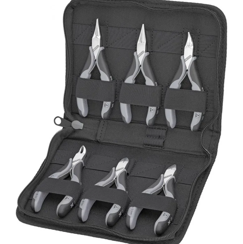 Trousse composée d'un jeu de 6 pinces pour l'électronique - Bi-matière - ESD - KNIPEX | 002017