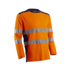 T-shirt manches longues - RIKKA - 55% CO/45% PES UPF 35+ 150g/m2 - Orange HV/Marine - COVERGUARD | 5RIK170