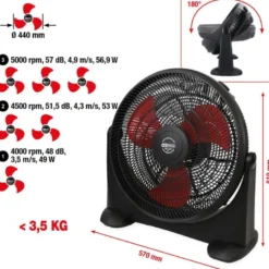 Ventilateur d’atelier, 70 watts - KSTools | 999.2000