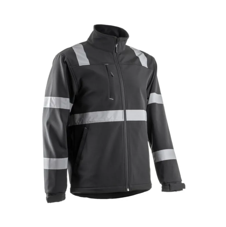 Veste Softshell - VIGILE - 100% PES + TPU membrane + Polaire 330g/m2 + Bandes - Noir - COVERGUARD | 5VIG010