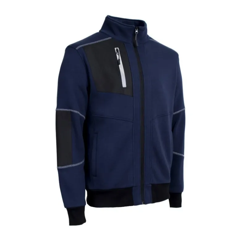 Veste thermique - MIKAN - Molleton 70% CO/30% PES 300g/m2 + Empiècements Ripstop - Marine/Réfléchissant - COVERGUARD | 5MIK120